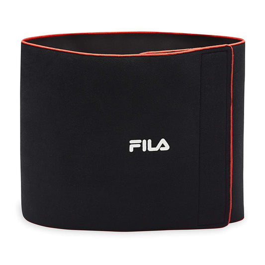 FILA Accessories Waist Trimmer Slimming Belt for Women & Men | Neoprene Body Shaping Sweat Trainer for Stomach Abs Back Waist 12" Black/Red