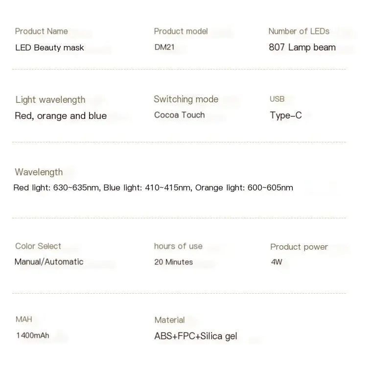 LED Photon Rejuvenation Face Mask Beauty Device