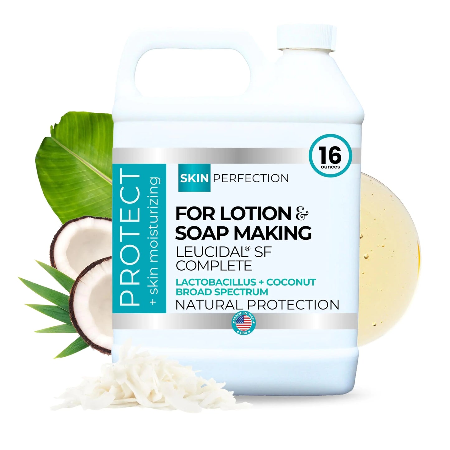 Skin Perfection Leucidal SF Complete Advanced Protection Natural Preservative Alternative Lactobacillus Coconut Soap Skincare Cosmetics and Lotion Making 16 ounce