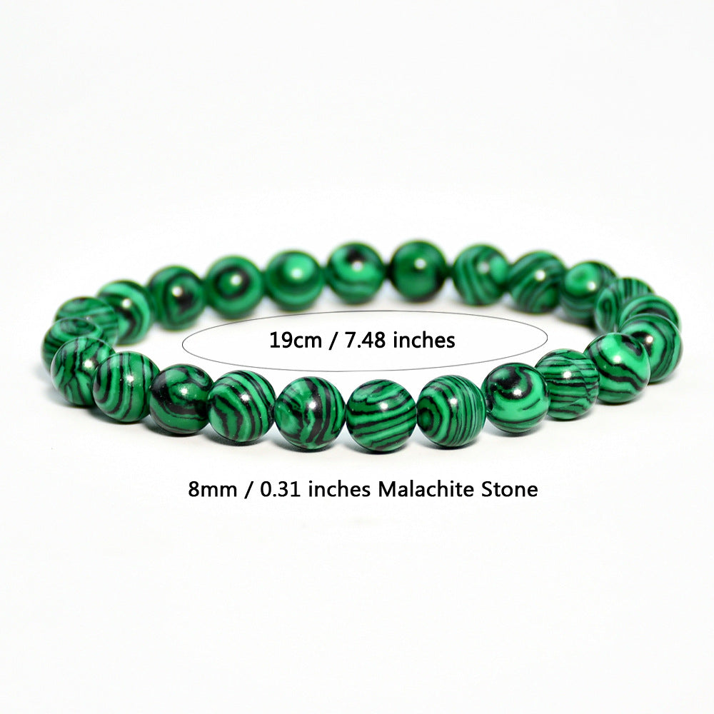 Vintage malachite beaded bracelet stacking style green bracelet men and women elastic jewelry