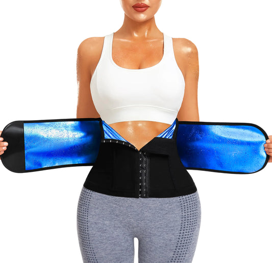 LMCOB Sauna Waist Trainer for Women Waist Trimmer Corset for Stomach Wrap Workout Belly Belt Band Zipper Boday Shaper Band Sports Girdle Sauna Suits(LY4005-01-S)