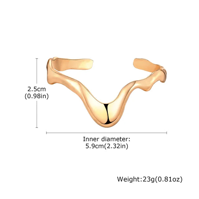 Punk Wave Open Cuff Bangles for Women, Adjustable Irregular Arm Bracelet Jewelry Accessories