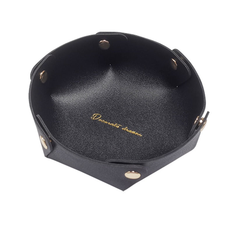 Ins Leather Desktop Storage Box Keys Cosmetics Jewelry Entryway Miscellaneous Storage Box Storage Tray