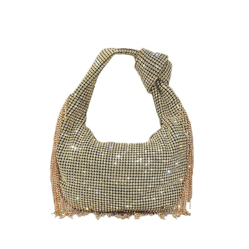 Fashion Tassel Rhinestone Women Handbags Designer Knotted Handle Hand Bags Luxury Diamonds Evening Party Purses Lady Clucth Bags