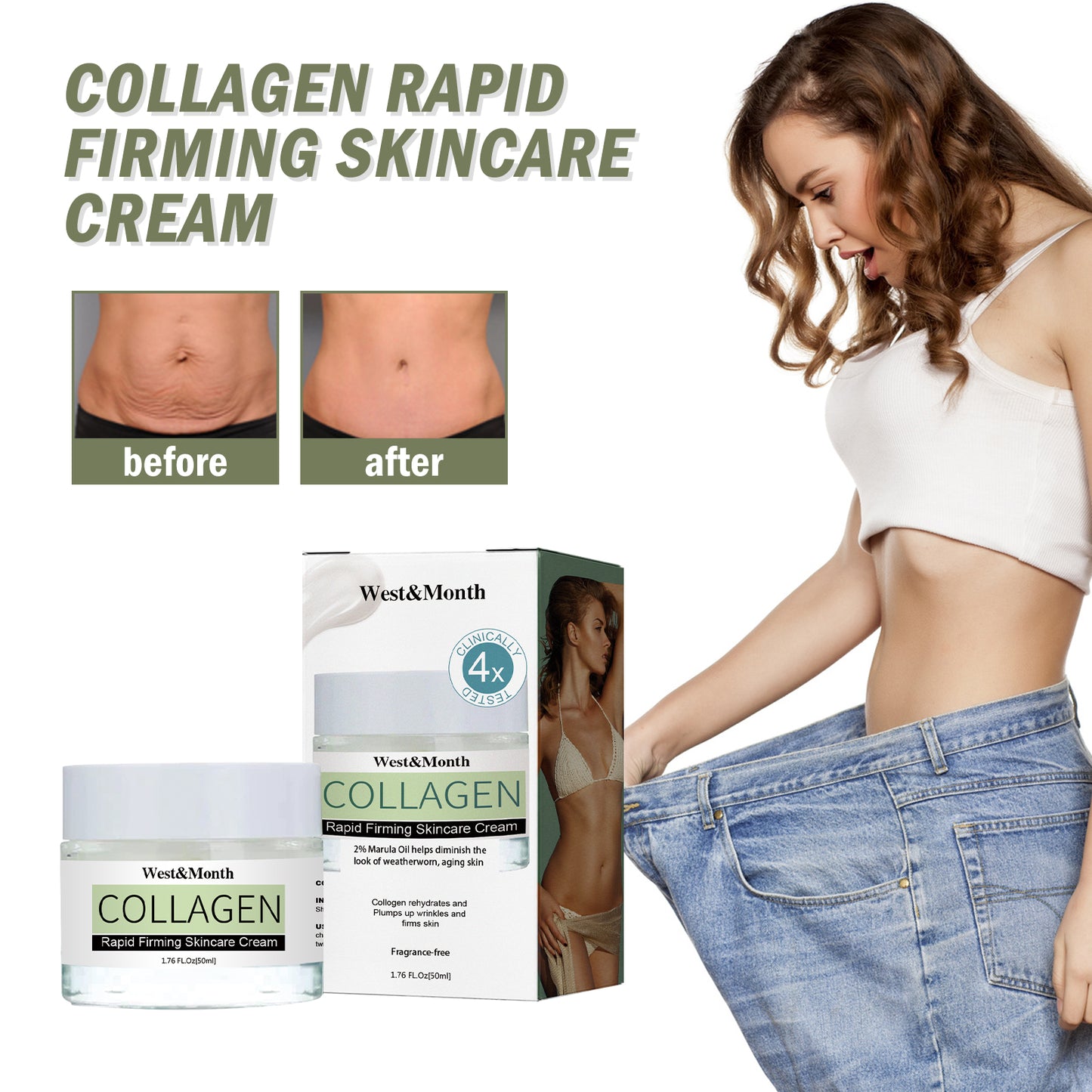 Collagen Rapid Firming Skincare Cream, Tighten Belly Body Sculpting Massage And Slimming Cream