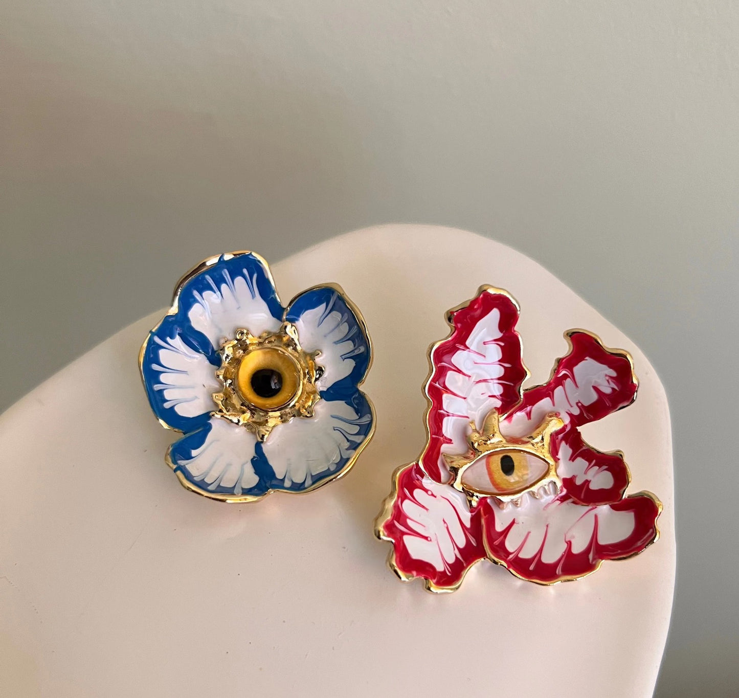 Personality Eye Tassel Drop Earrings Devil's Eye Enamel Flower for Women  Vintage Jewelry Heavy Industry European And American