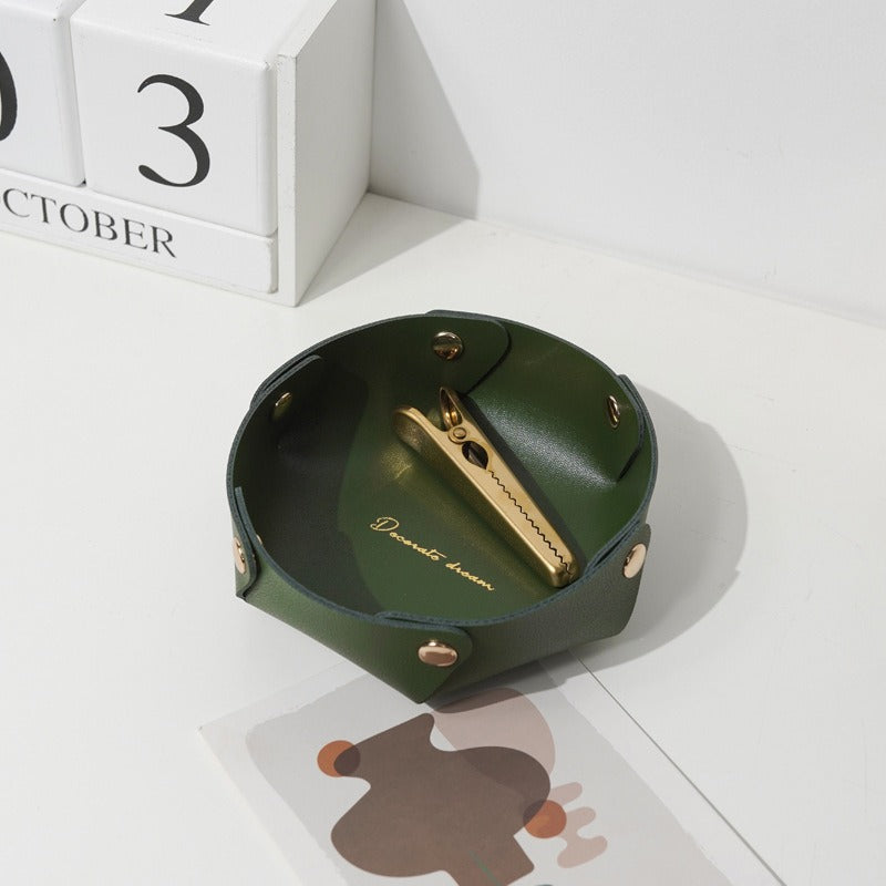 Ins Leather Desktop Storage Box Keys Cosmetics Jewelry Entryway Miscellaneous Storage Box Storage Tray