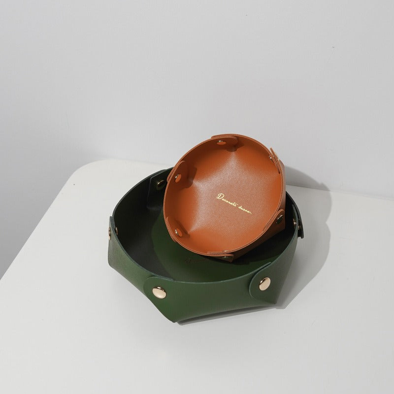 Ins Leather Desktop Storage Box Keys Cosmetics Jewelry Entryway Miscellaneous Storage Box Storage Tray