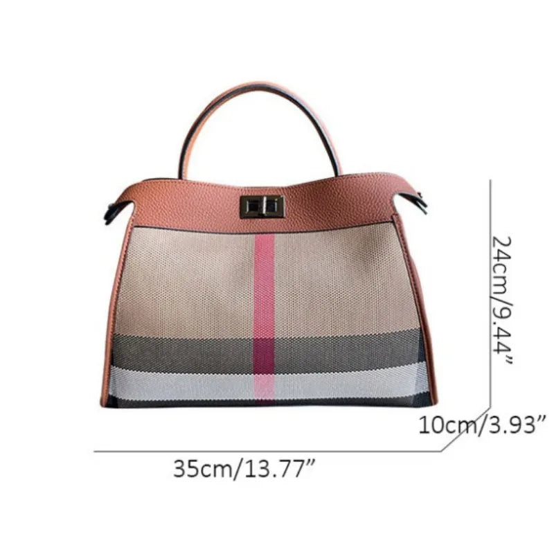 Striped Canvas Leather Womens Bag Female HandBags Shoulder Women Bags Casual Totes Sac Main Femme Bags For Women Bolas