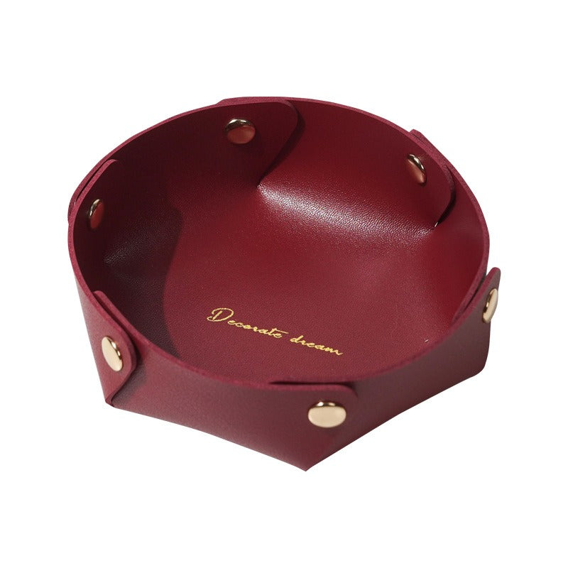 Ins Leather Desktop Storage Box Keys Cosmetics Jewelry Entryway Miscellaneous Storage Box Storage Tray