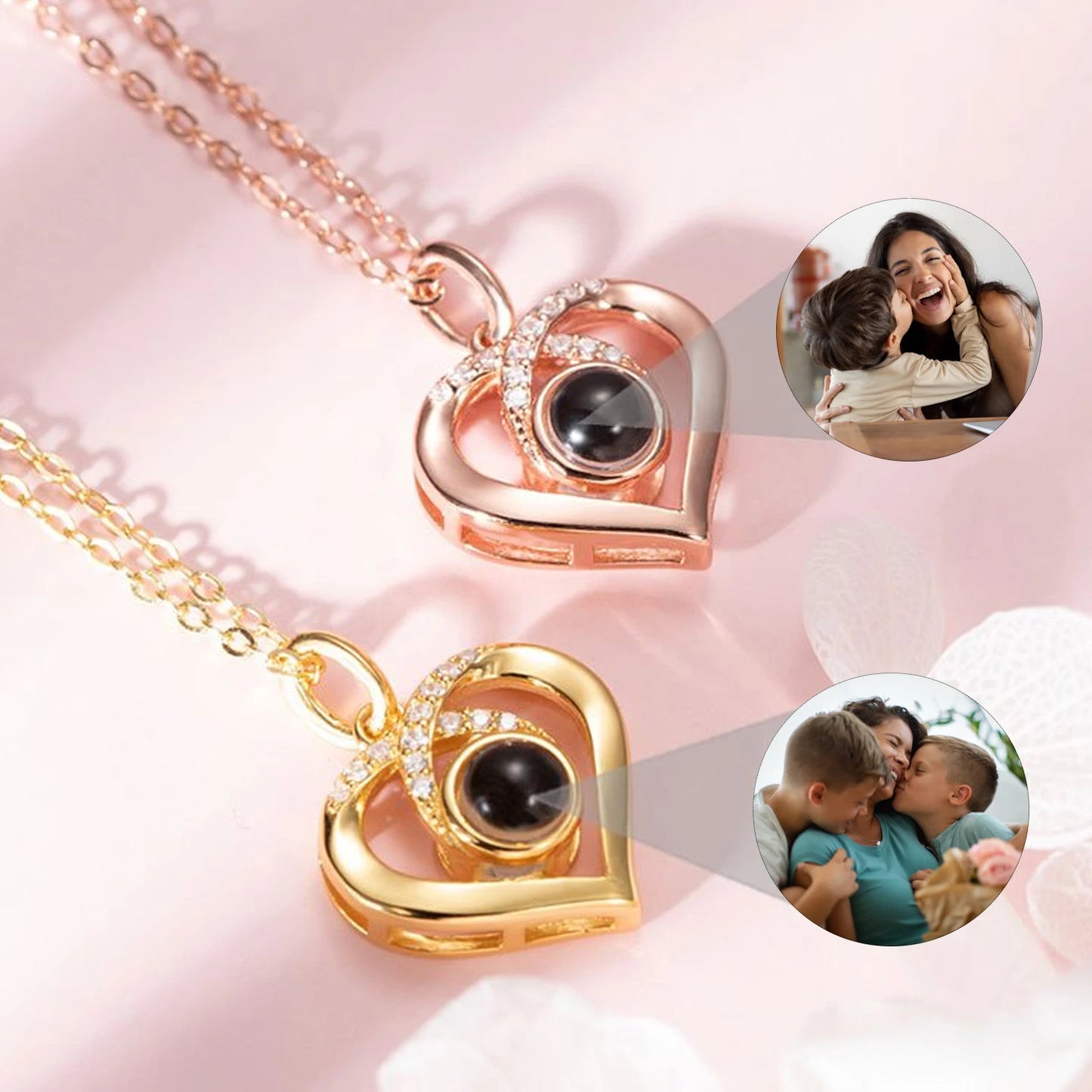 Personalized Photo Projection Necklace Custom Projection Photos Necklace Jewelry Heart Love Memorial Anniversary Gift For Women