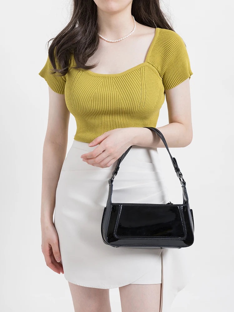 Solid Color Women Underarm Shoulder Bags Soft PU Leather Phone Purse Female Small Tote Handbags Simple Design