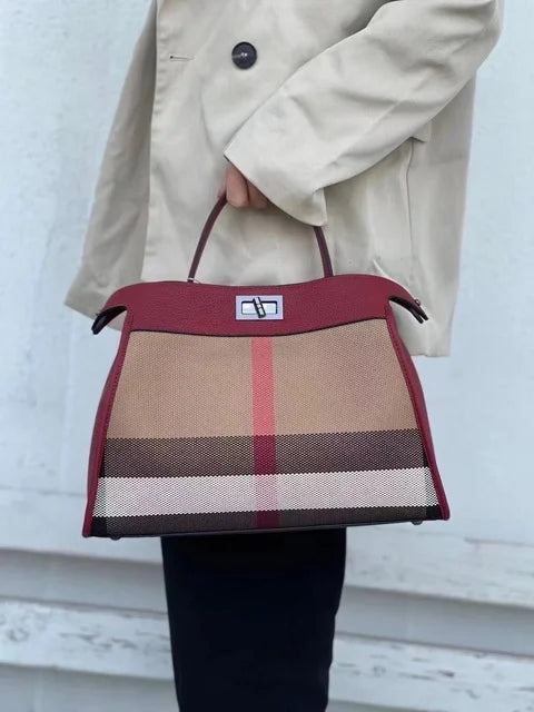 Striped Canvas Leather Womens Bag Female HandBags Shoulder Women Bags Casual Totes Sac Main Femme Bags For Women Bolas