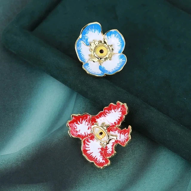 Personality Eye Tassel Drop Earrings Devil's Eye Enamel Flower for Women  Vintage Jewelry Heavy Industry European And American
