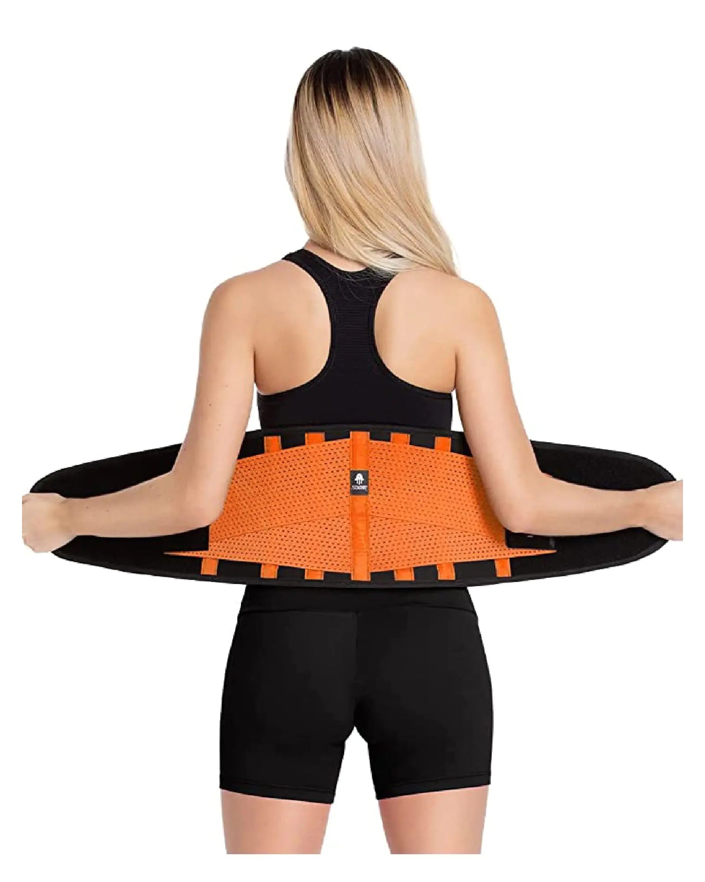 Tecnomed Waist Trainer for Women: Premium Waist Trimmer Sweat Belt While Working Out Postpartum Support Belly Band Orange