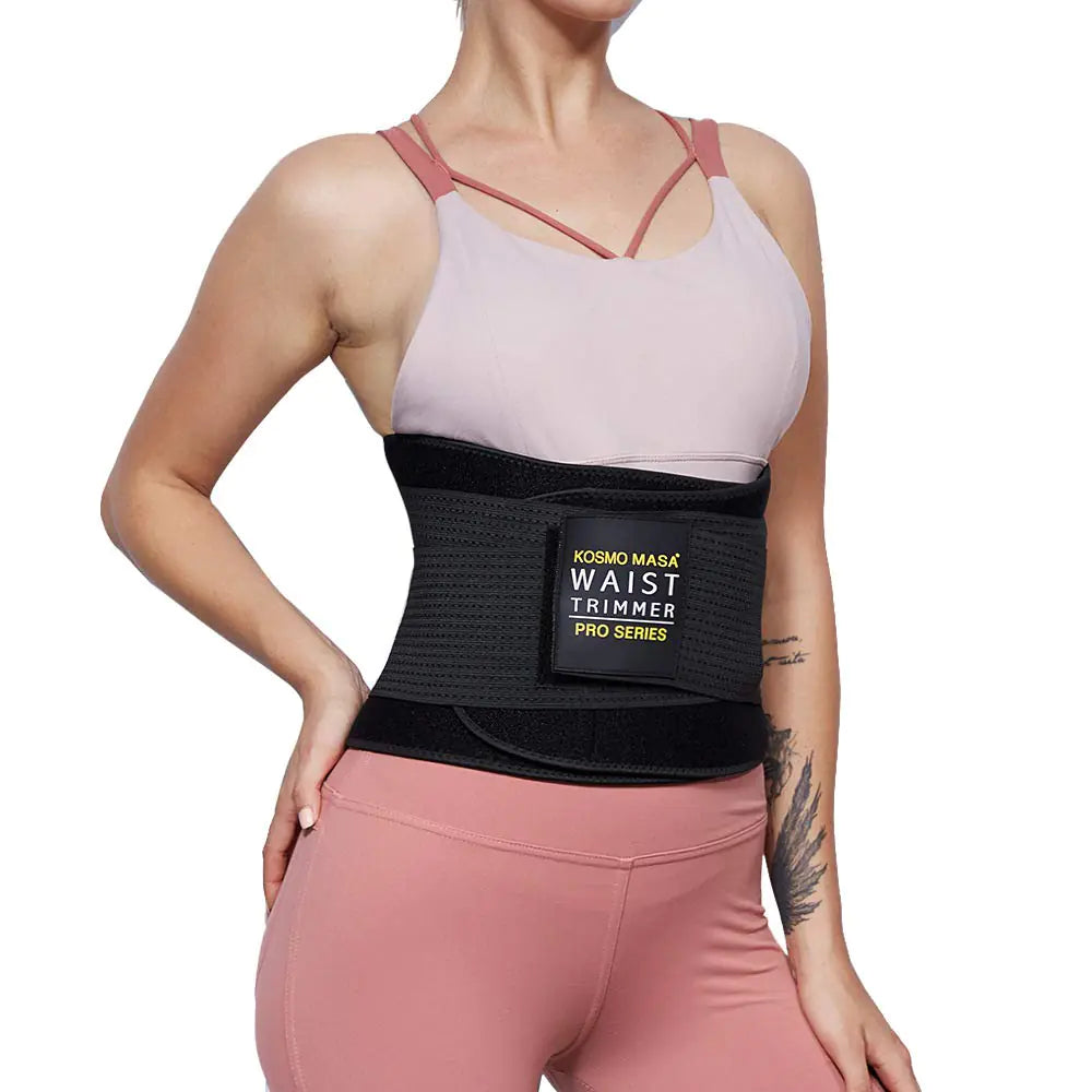 KOSMO MASA Slimming Sauna Waist Trimmer for WomenSweat Waist Trainer for WomenWorkout Belt for MenStomach Wraps Premium Fitness Bands Body Shaper Belly Sport Girdle - Black L-XL