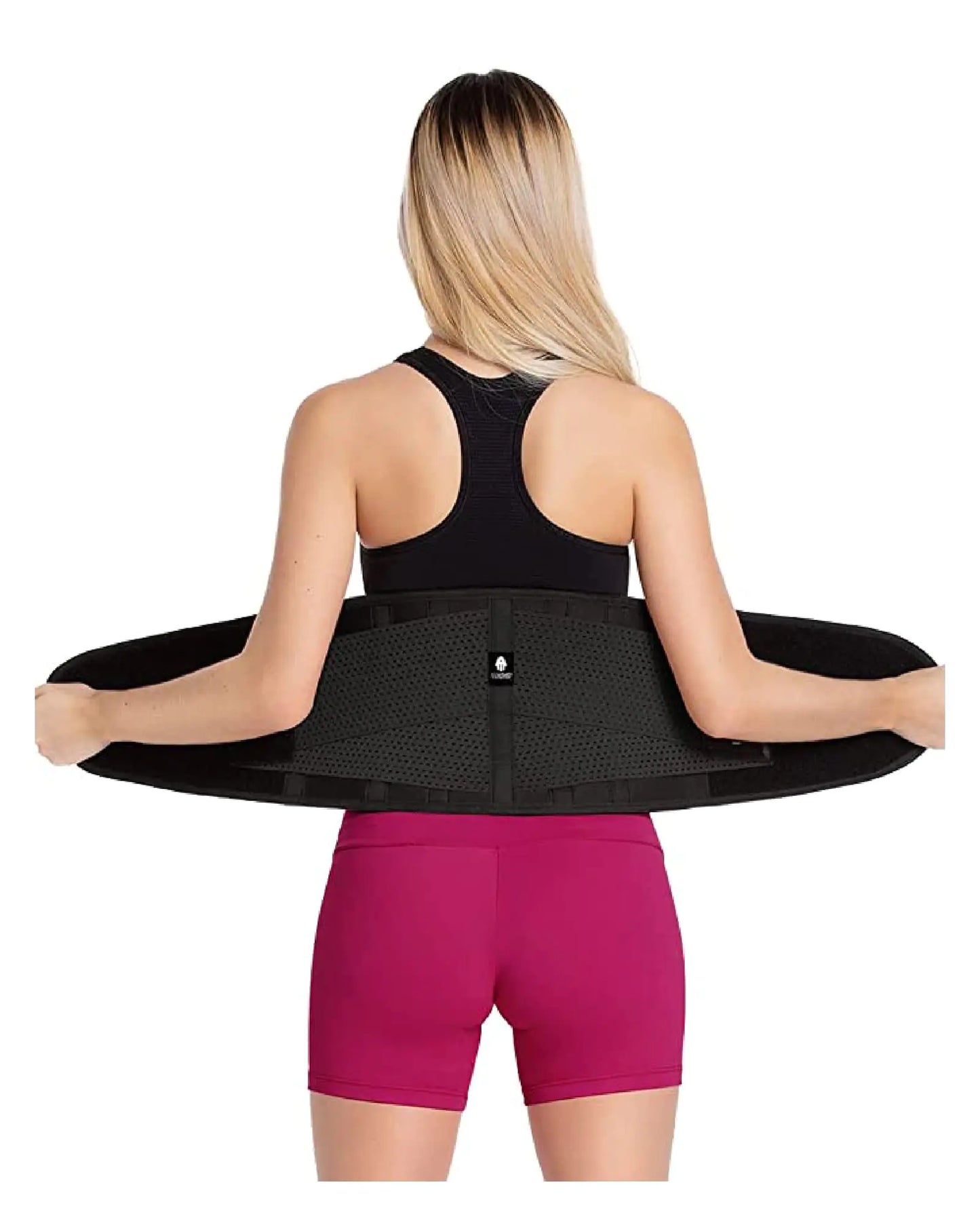 Tecnomed Waist Trainer for Women: Premium Waist Trimmer Sweat Belt While Working Out Postpartum Support Belly Band Black