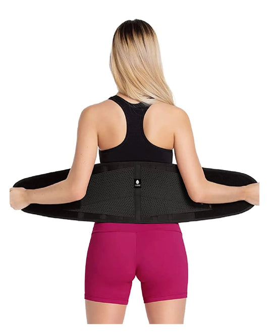 Tecnomed Waist Trainer for Women: Premium Waist Trimmer Sweat Belt While Working Out Postpartum Support Belly Band Black