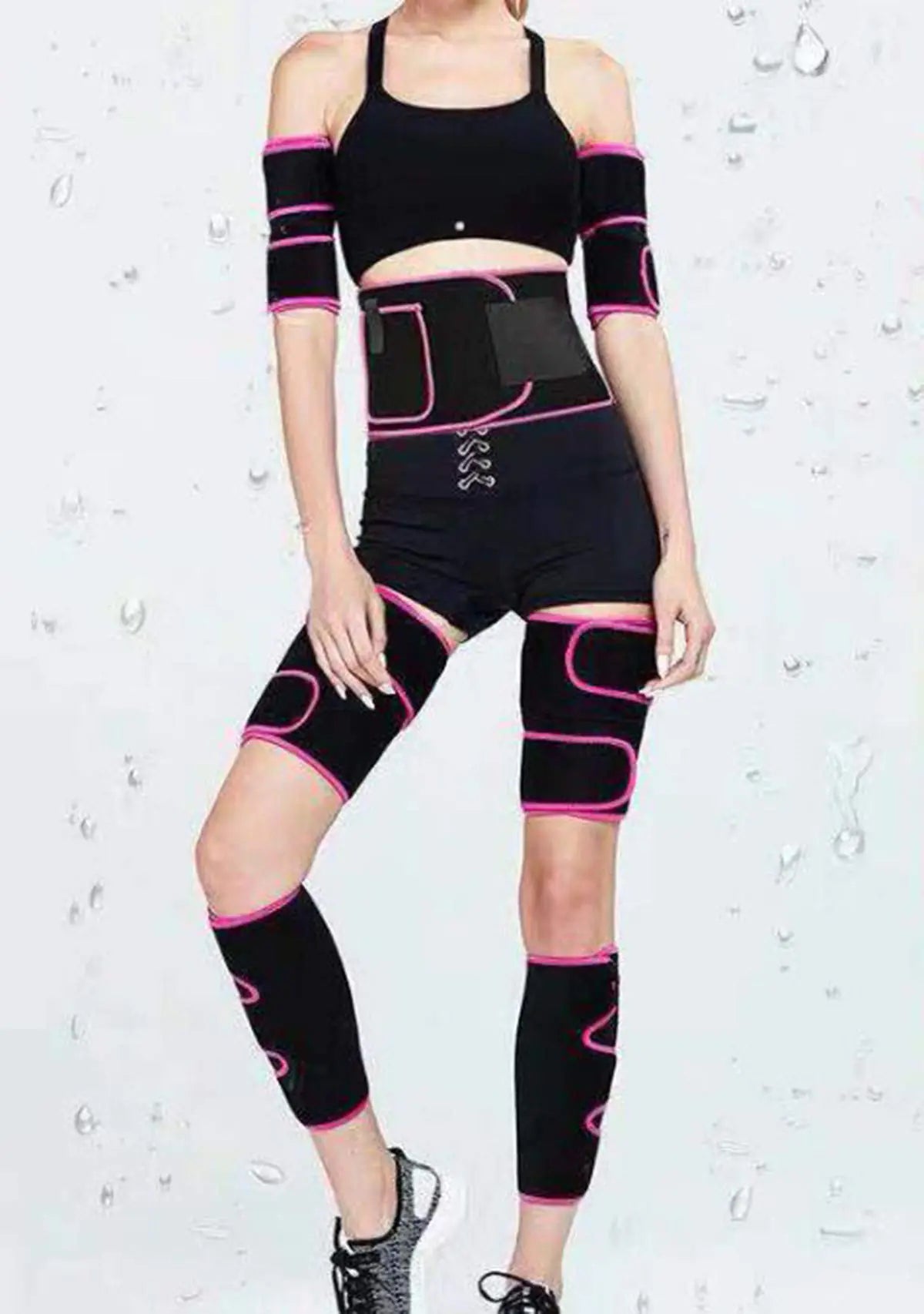 XINSHUN Sauna Waist Arm Calf and Thigh Trimmer Women Weight Loss Waist Trainer sweat band Black