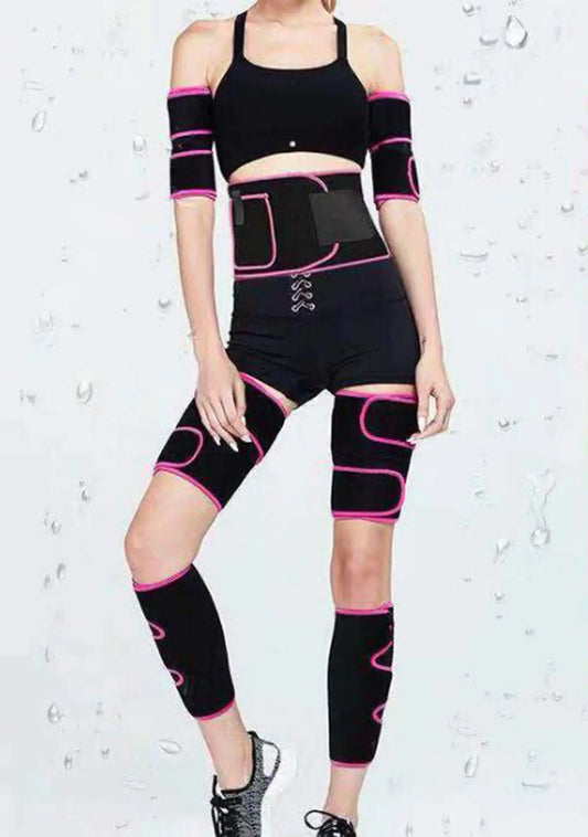 XINSHUN Sauna Waist Arm Calf and Thigh Trimmer Women Weight Loss Waist Trainer sweat band Black