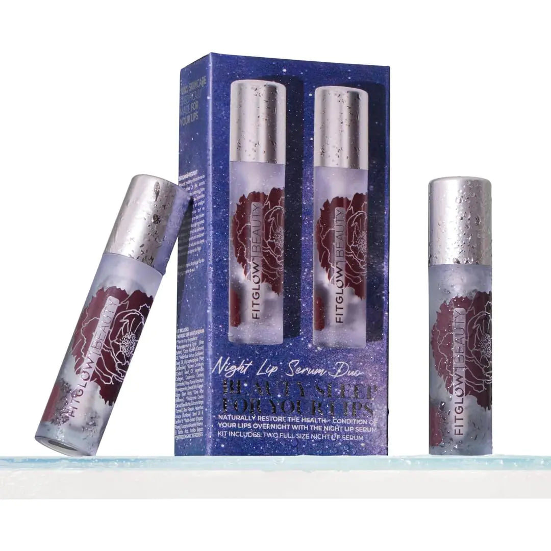 Fitglow Beauty - Natural Night Lip Serum Duo | Cruelty-Free Woman-Owned Clean Beauty (2-0.4 oz | 10 g)