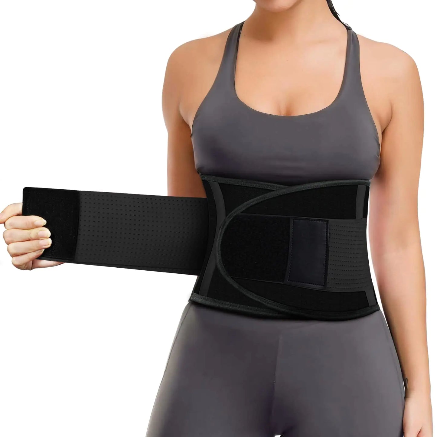 Eugioove Waist Trainer Belt for Women Men Weight Loss Trimmer Belt Back Support Sport Sweat Workout (Black XL)