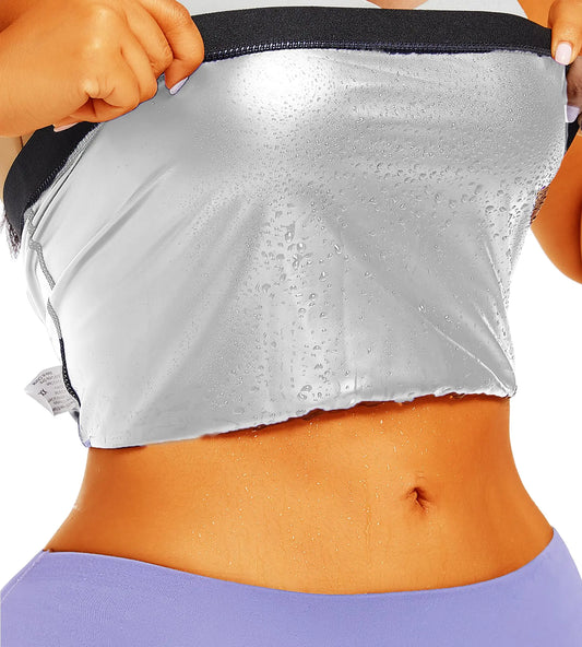 VENDAU Sweat Band for Stomach Weight Loss Belt Sweat Waist Trainer for Women Waist Sweat Band for Women Stomach Wrap Trimmer (Black Silvery 2XL)